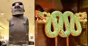 British Museum. Moái Hoa Hakananai´a y Serpoiente Azteca.