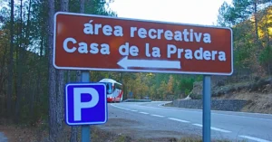 Cartel Área Recreativa Casa de la Pradera, Hoz de Beteta, Cuenca.