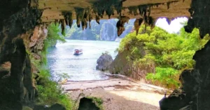 Cueva del Tambor. Bahía de Ha Long en Vietnam.