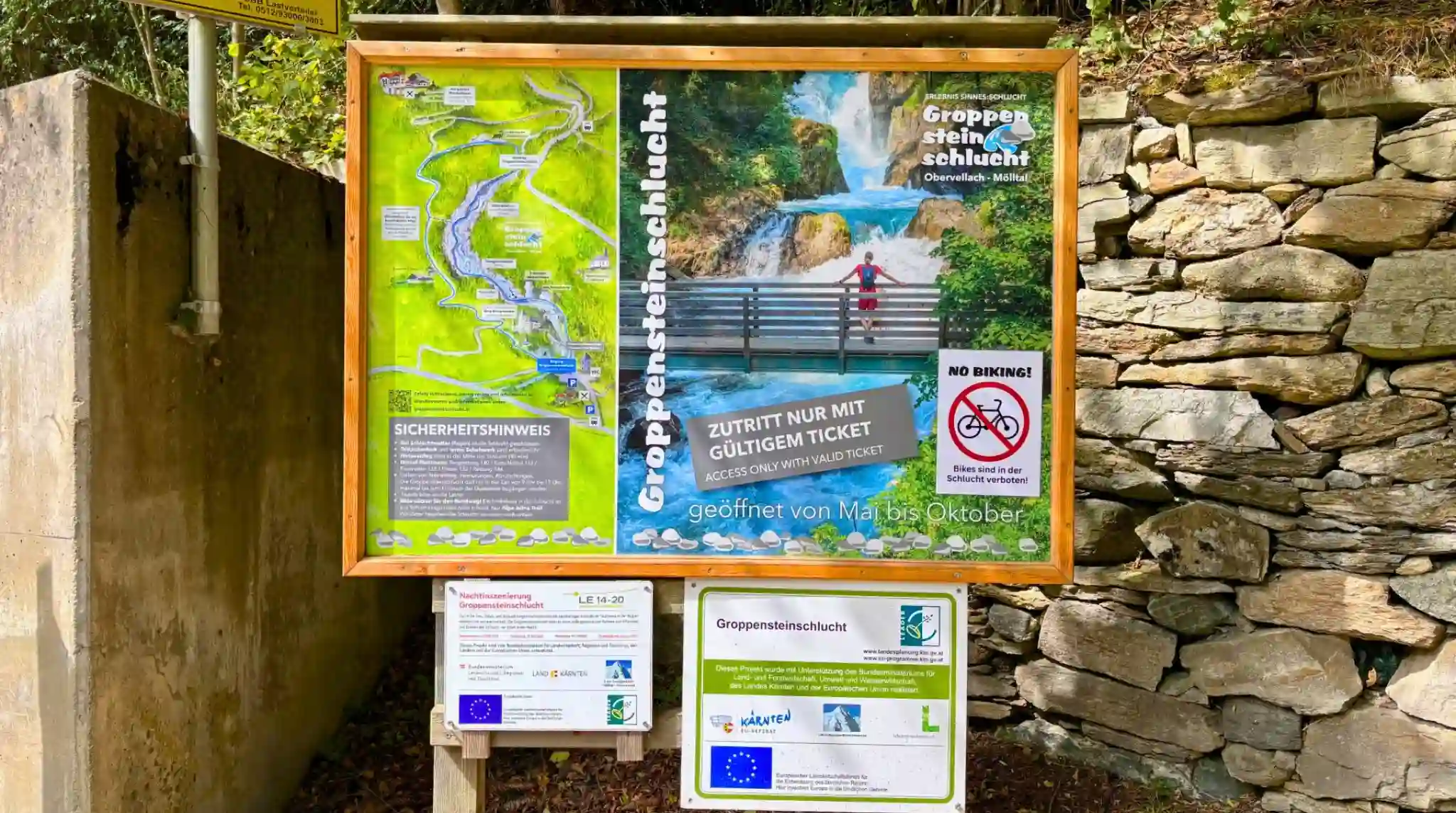Mapa Garganta Groppensteinchlucht, Flattach. Austria. Mapa Garganta Groppensteinchlucht, Flattach. Austria.