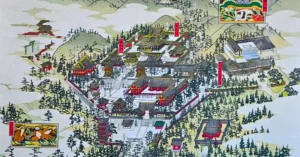 Mapa del Santuario Tōshōgū. Parque Nacional de Nikko, Japón.
