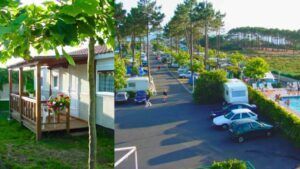 Panorámica y Bungalow del Camping Siglo 21. San Vicente do Mar. Pontevedra.