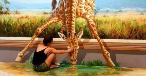 Art in Paradise 3D Chiang Mai. Cuadro de Jirafa. Tailandia.