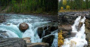 Athabasca Falls el el Parque Nacional Jasper. Alberta, Canadá.