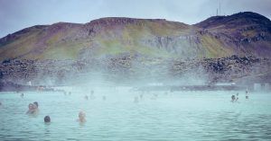Baño en la Laguna Azul Blue Lagoon. Islandia.