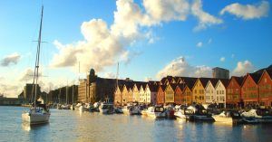 Bryggen Puerto de Bergen. Noruega.