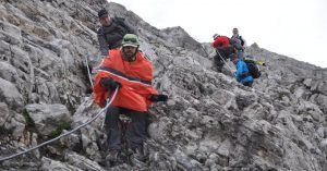 Cable Jou de Boches. Collado de Horcados Rojos, Picos de Europa.