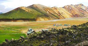 Camping de Landmannalaugar. Tierras Altas de Islandia.