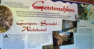 Cartel de Información. Garganta Leutaschklamm. Schanz, Leutasch. Región del Tirol. Austria.