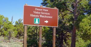 Cartel de los Miradores Desert View. Gran Cañón del Colorado. Arizona, Estados Unidos.