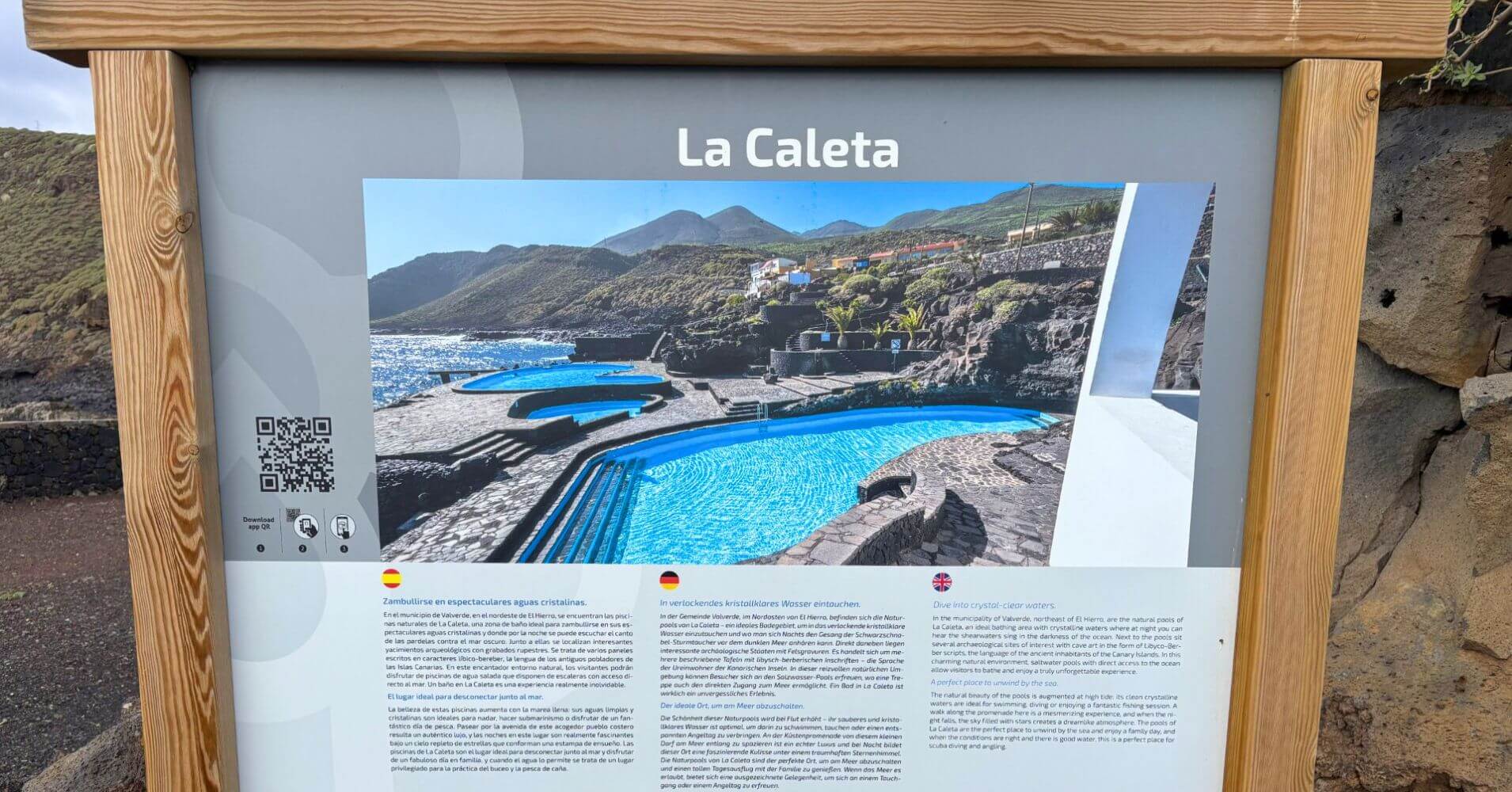 Cartel Informativo de La Caleta. Isla de El Hierro. Canarias.