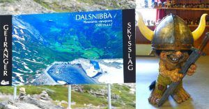 Cartel Monte Dalsnibba y Souvenirs de Trolls.