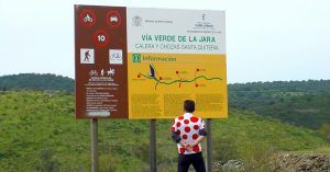 Cartel de la Vía Verde de La Jara. Calera y Chozas, Toledo, Castilla la Mancha.