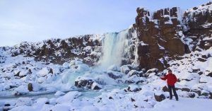 Cascada Oxararfoss. Islandia en Invierno.