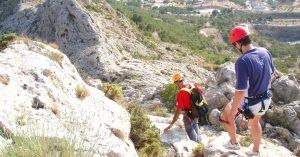Descenso de la Vía Ferrata Castillo de Salvatierra. Villena, Alicante.