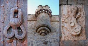Detalles del Castillo de los Condes de Orgaz. Toledo.