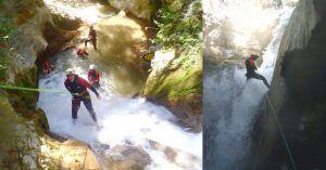 Distintos Rápeles del Barranco Sima del Diablo. Júzcar. Serranía de Ronda. Málaga. Andalucía.
