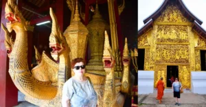Dragón de Siete Cabezas en el Interior del Templo Wat Xieng Thong en Luang Prabang. Laos.
