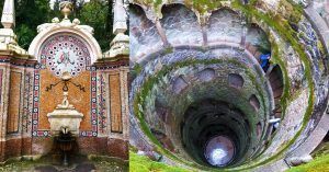 Entrada al Pozo Iniciático. Quinta da Regaleira, Sintra. Portugal.