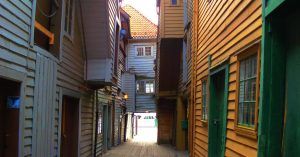 Entramado de Calles y Casas de Bryggen. Noruega.