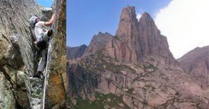 Escalada en las Agüjas de Amitges. Aigües Tortes, Lérida. Cataluña.