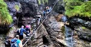Escalera Larga del Cañón Suchá Belá, Parque Nacional Paraíso Eslovaco. Eslovaquia.