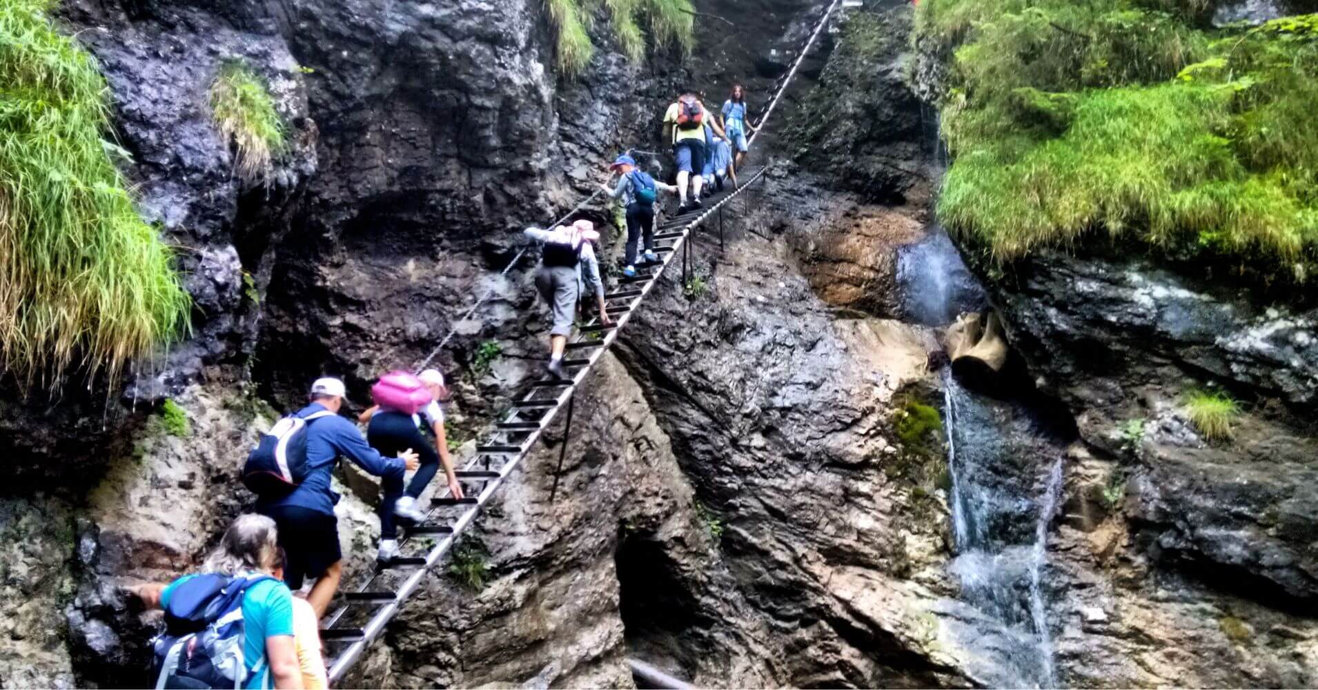 Escalera Larga del Cañón Suchá Belá, Parque Nacional Paraíso Eslovaco. Eslovaquia.