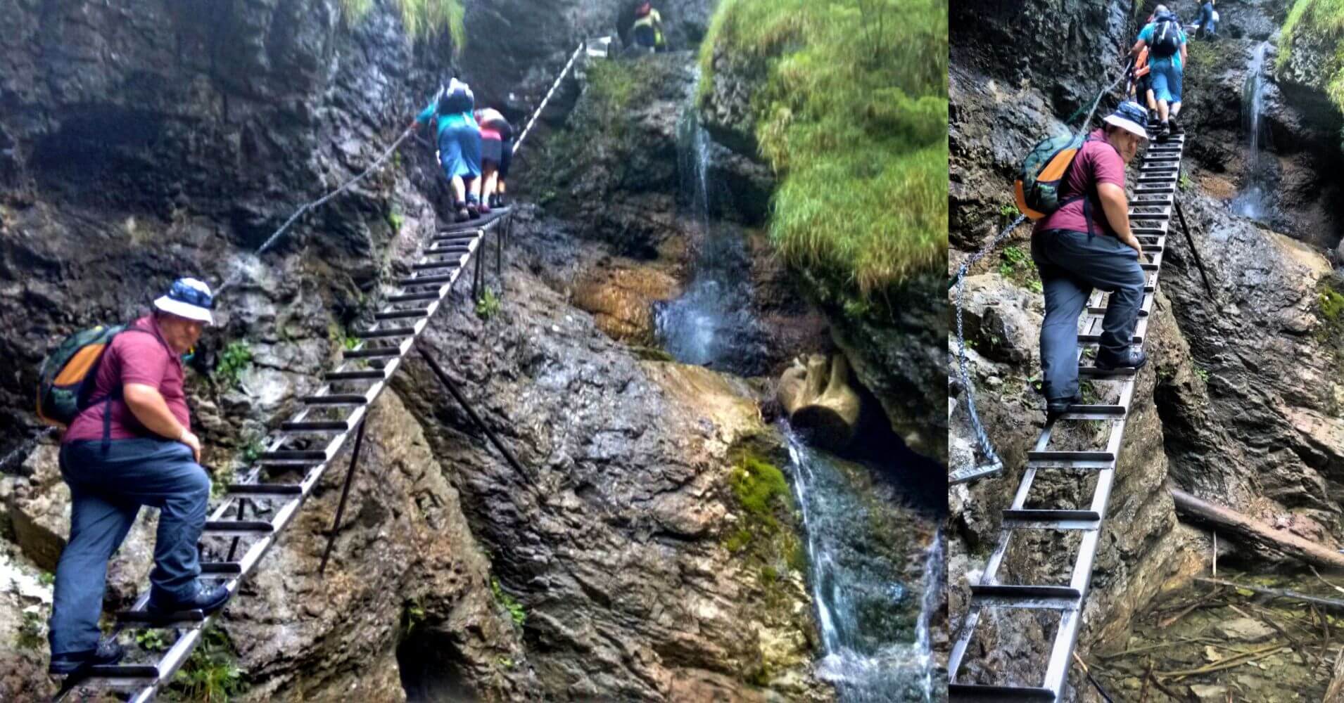 Escalera y Cascada del Cañón Suchá Belá, Parque Nacional Paraíso Eslovaco. Eslovaquia.