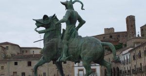 Estatua de Pizarro. Plaza de Trujillo, Cáceres. Extremadura.