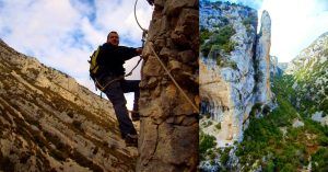 Ferrata Espolón de la Virgen de Rodellar. Huesca, Aragón.