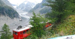 Ferrocarril de Montenvers. Mer de Glace. Chamonix, Alta Saboya. Auvernia-Ródano-Alpes. Francia.