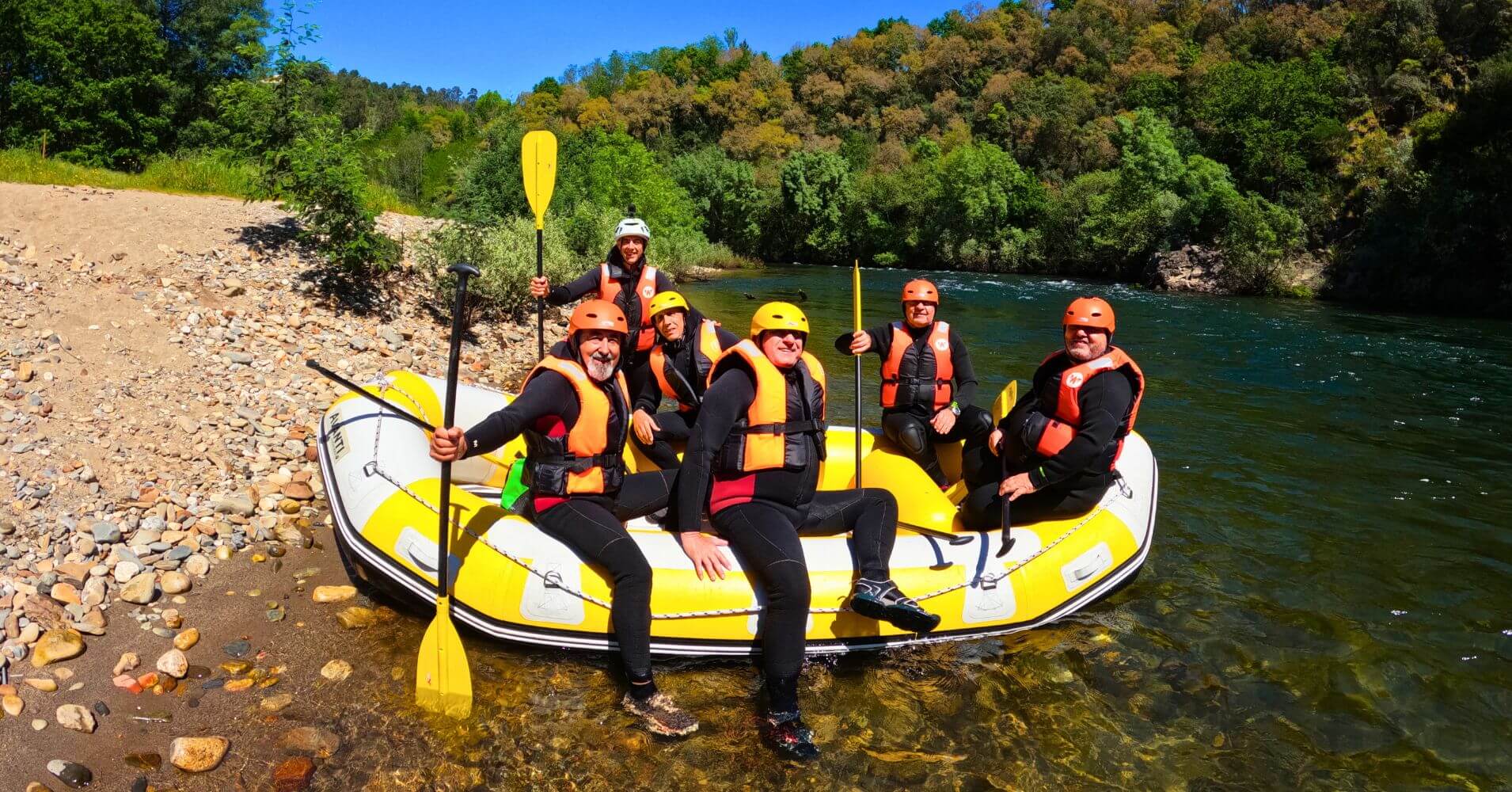 Final del Rafting del Río Paiva. Geoparque Arouca. Portugal.
