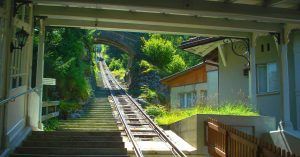 Estación del funicular de las Cascadas Reichenbach Falls, Reichenbachfalle. Valle Haslital, Meiringer. Suiza.