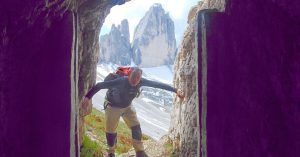 Galería del Monte Paterno. Tres Cimas de Lavaredo. Alpes Dolomitas. Belluno, Véneto. Italia.