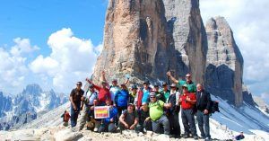Grupo de Montaña Santo Tomé en las Tres Cimas de Laveredo. Alpes Dolomitas. Belluno. Véneto. Italia.
