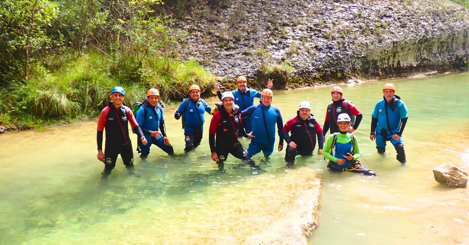 Grupo en el Cañón del Vero. Sierra de Guara. Alquezar, Huesca.