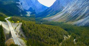 Icefields Parkway, Carretera de los Glaciares en el Parque Nacional de Banff, Alberta. Canadá.