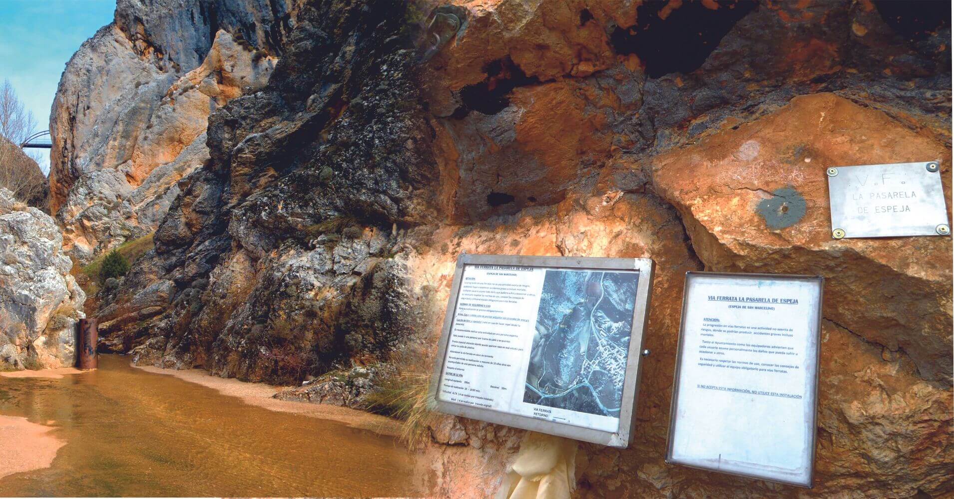 Información de la Ferrata de Pasarela de Espeja de San Marcelino. Soria, Castilla y León.