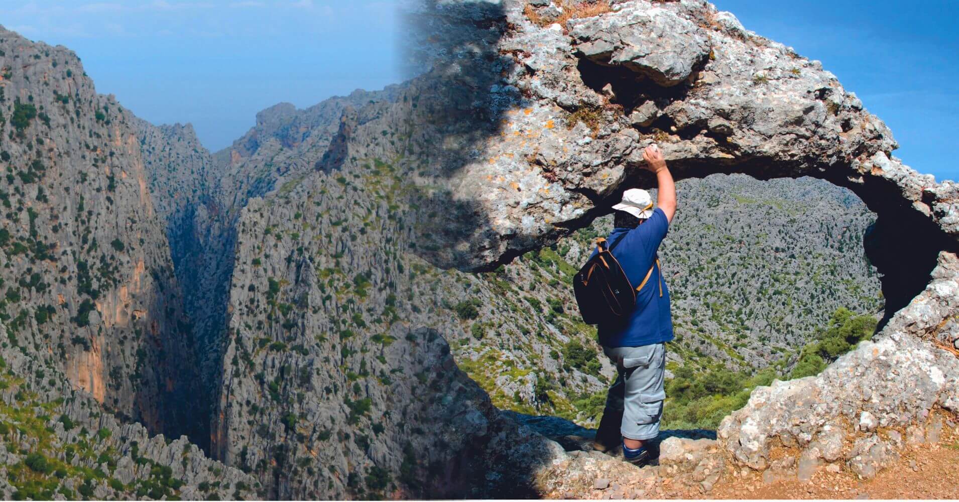 Inicio Arco de Piedra. Torrente de Lluc y S'Entreforc. Isla de Mallorca. Islas Baleares.