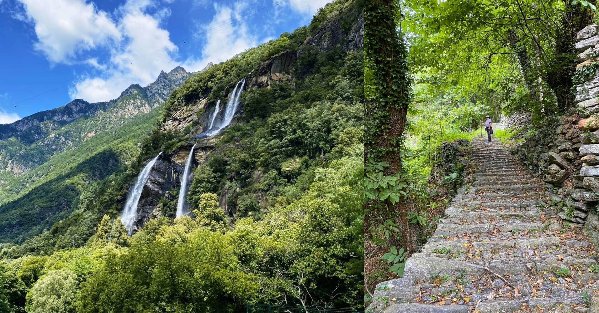 Inicio del Sendero a la Cascate dell´Acquafraggia. Borgonuovo. Lombardía, Italia.