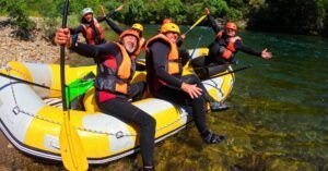 Inicio Rafting del Río Paiva. Geoparque Arouca en Portugal.