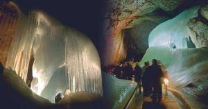 Interior Cueva Glaciar Eisriesenwelt. Werfen, Salzburgo. Austria.