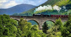 Jacobite Steam train. El Expreso de Hogwarts. Millaig, Escocia. Reino Unido.