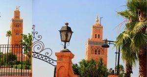 La Mezquita de la Koutoubia en Marrakech, Marruecos.