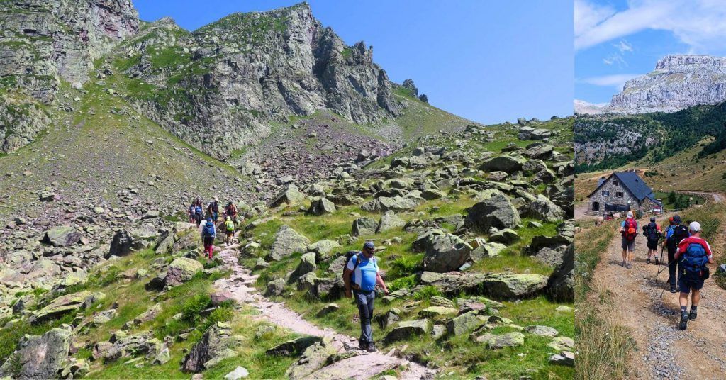 Llegada al Refugio de Lizarra. Senda de Camille. Cordillera de los Pirineos.
