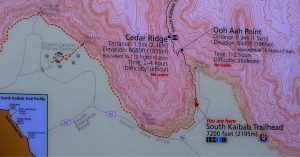 Mapa Sendero South Kaibab Trail, Gran Cañón del Colorado. Arizona, Estados Unidos.