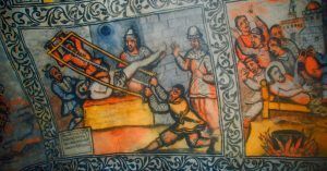 Murales del Martirio de San Bernabé y San Tirso. Cueva Ermita de San Bernabé. Las Merindades, Burgos.