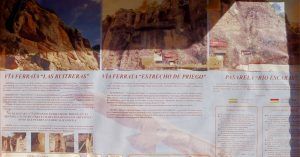 Panel de Información de las Ferratas del Estrecho de Priego. Cuenca, Castilla la Mancha.