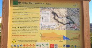 Panel Informativo Sendero Acuático Barranco de la Luna. Saleres, Valle de Lecrín. Granada. Andalucía.