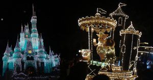 Panorámica del Castillo de Cenicienta. Curiosidades de Disney. Orlando, Florida. Estados Unidos.